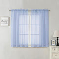 Lecloud Denim Blue Sheer Curtains 54 Inch Length 2 Panels, Voile Light Filtering Bedroom Curtains for Living Room Windows, Rod Pocket Rustic Solid Drapes for Dining Room, Each Panel 42" W x 54" L