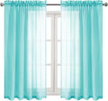 DWCN Aqua Sheer Curtains Semi Transparent Voile Rod Pocket Curtains for Bedroom and Living Room, 52 x 54 inches Long, Set of 2 Panels