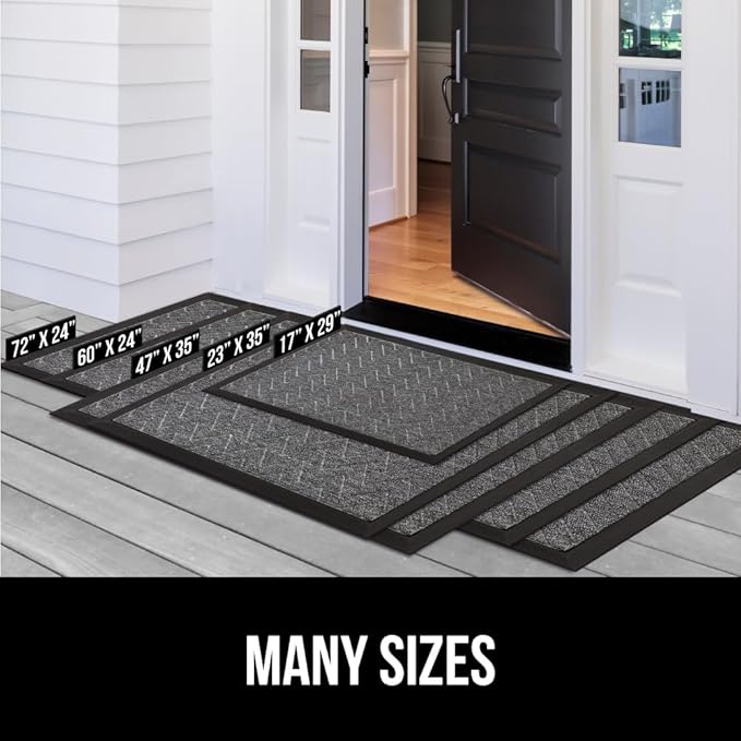 GORILLA GRIP 100% Waterproof All-Season WeatherMAX Doormat 35x23, US Designed Natural Rubber, Stain and Fade Resistant, Low Profile Indoor Outdoor Door Mats, Easy Clean Patio Mat, Ocean Blue Waves