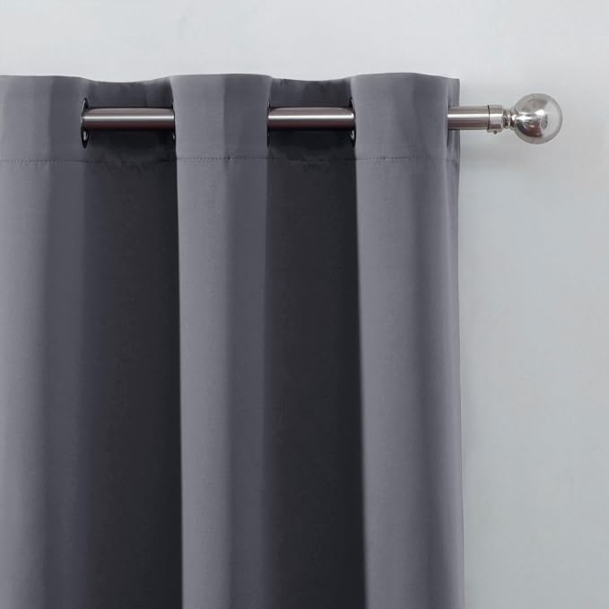 LEMOMO Blackout Curtains 66 x 72 Inch Long Grey Curtains Set of 2 Panels Room Darkening Curtains for Bedroom and Living Room