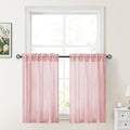 HOMEIDEAS Non-See-Through Light Pink Privacy Sheer Curtains, 30 X 36 Inches Long 2 Panels Sheer Curtains Light Filtering Window Drapes for Bedroom Living Room
