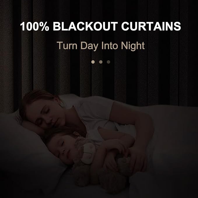 100% Blackout Shield Linen Blackout Curtains for Bedroom 63 Inches Long, Back Tab/Rod Pocket Living Room Drapes, Thermal Insulated Blackout Curtains 2 Panels Set, 50" W x 63" L, Oatmeal