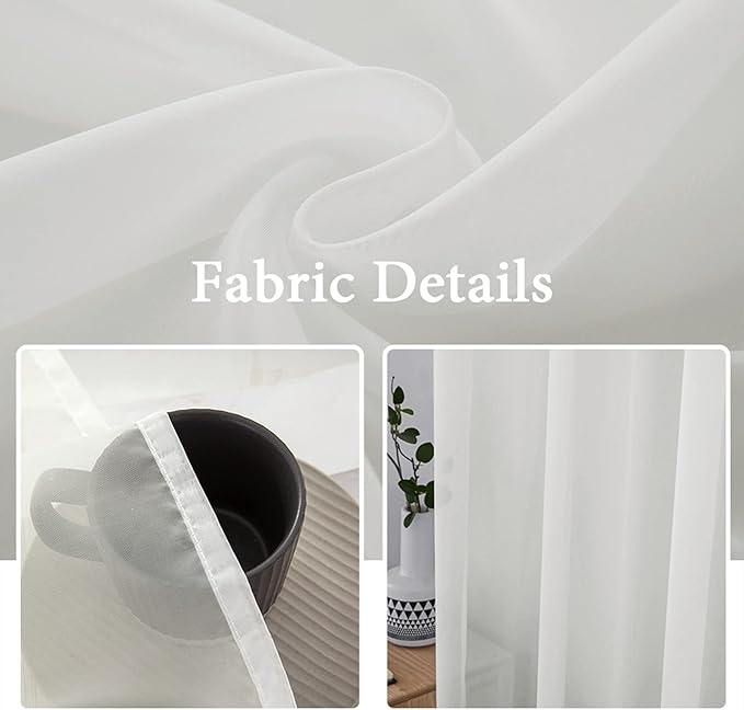 MIULEE 2 Panels Solid Color Sheer Window Curtains Elegant Window Voile Panels/Drapes/Treatment for Bedroom Living Room (54 X 120 Inches Ivory)