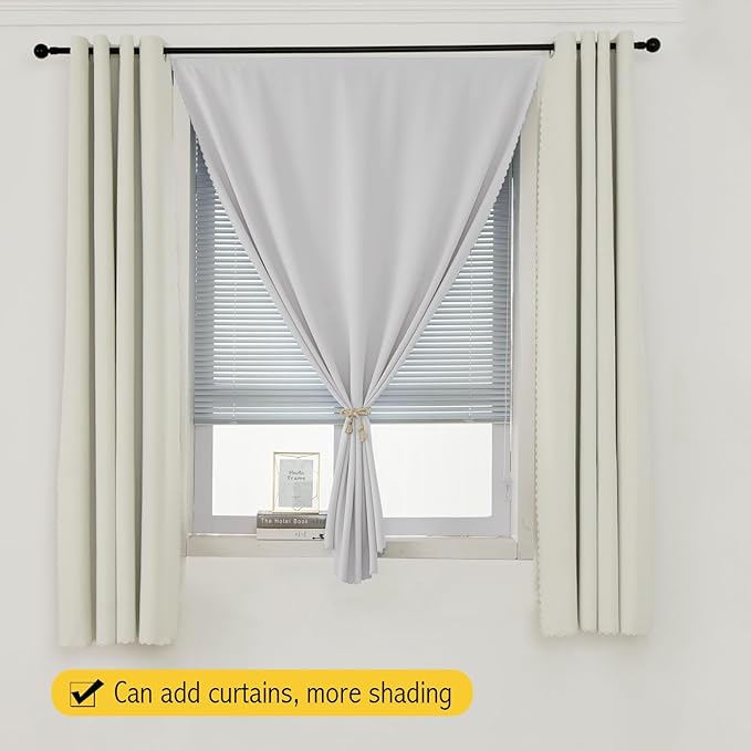 Blackout Curtains for Bedroom Sticky Curtain Blackout Window Cover Self Adhesive Curtains Rod No Drillng, 47" W X 96" L, Light Grey, 1 Panel