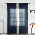 SpaceDresser Sheer Voile Window Treatment Rod Pocket Curtain Panels for Kitchen Bedroom Living Room Drapes Sunlight Filtering Privacy Semi Home Decor Assorted Colors Sizes (Navy, 52 W x 45 L)