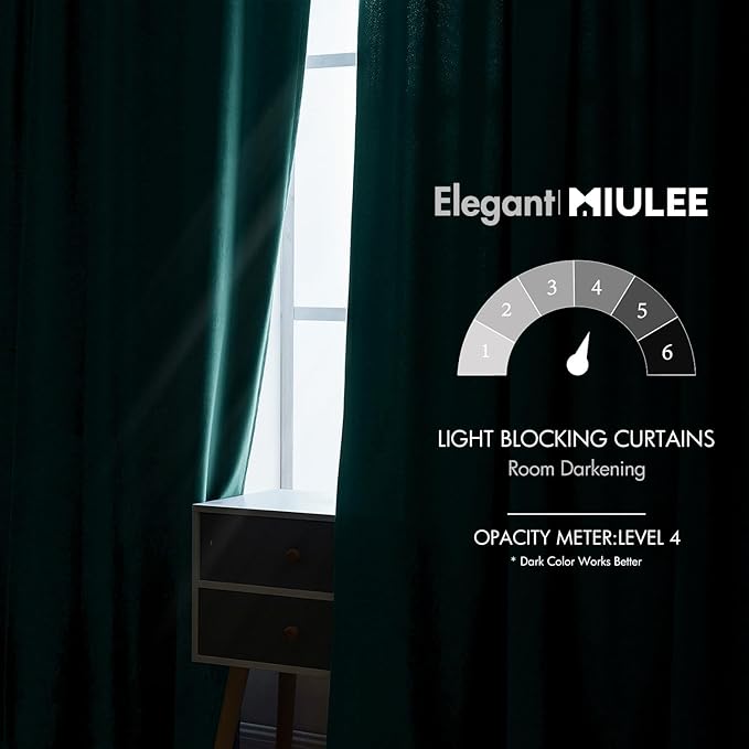 MIULEE Velvet Curtains 108 inches Long 2 Panels - Luxury Blackout Curtains for Bedroom Living Room Thermal Insulated Home Christmas Decor Super Soft Window Drapes Rod Pocket & Back Tab, Emerald Green