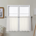 Gwine Ivory Sheer Curtain Tiers 24 Inch Length, Light Filtering Voile Short Curtain for Living Room Bedroom, Rod Pocket Cafe Curtains for Small Windows 42x24 Inch, 2PCS