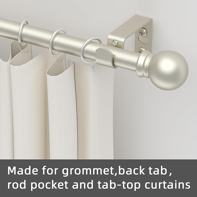 GXOACKJ Curtain Rods for windows 48 to 84-93 inch, 5/8 inch Decorative Nickel Splicing Heavy Duty Metal Curtain Rod set with Brackets
