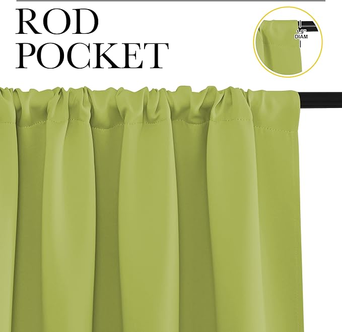 NICETOWN RV Blackout Curtains for Camper Windows, Fresh Green, 34" x 30", Set of 2, Kitchen Curtains, Short Blackout Drapes, Thermal Insulated Rod Pocket Window Treatment Draperies for Nursery