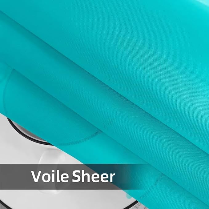 youleyar Solid Sheer Rod Pocket Curtain Voile Draperies 2 Panels White Beige Black Grey Coffee 52 Inch Width 96 Inch Long 1 Pair for Kitchen Bedroom Children Living Room Yard (Peacock Blue,52Wｘ96L)