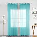 SpaceDresser Sheer Voile Window Treatment Rod Pocket Curtain Panels for Kitchen Bedroom Living Room Drapes Sunlight Filtering Privacy Semi Home Decor Assorted Colors Sizes (Turquoise, 52 W x 54 L)