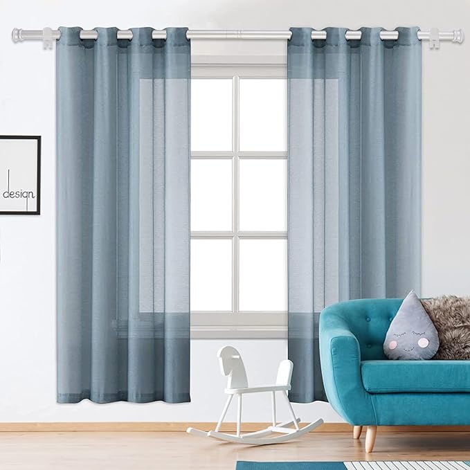 Standard Decorative Window Curtain Rods 30 to 116 Inch,5/8 Inch Diameter Small Curtain Rod Set, Heavy Duty Drapery Rods with Brackets Silver