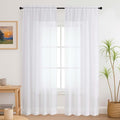 Lecloud Pure White Sheer Curtains 84 Inches Long 2 Panels Set, Airy Voile Light Filtering Window Curtains, Dual Rod Pocket Elegant Window Treatments Drapes for Bedroom Living Room, 42" W x 84" L