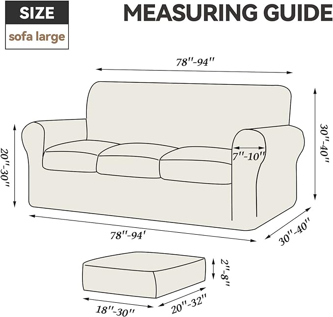 WEERRW 4 Pieces Velvet High Stretch Couch Covers for 3 Cushion Couch Sofa Slipcovers, Washable Furniture Protector with Non Slip Elastic Bottom, Feature Soft and Thick Plush Fabric, Navy Blue, Large