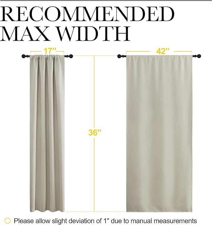 NICETOWN Blackout Curtains for Living Curtains, Room Darkening Window Curtain Panels, Easy-Care Solid Thermal Insulated Draperies/Drapes for Daughter Room (Natural, 2 Panels, 42 by 36)