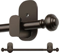 KAMANINA Curtain Rods No Drilling for Windows 16 to 30 Inches, 5/8 Inch Diameter Adjustable Telescoping Drapery Pole with Adhesive Brackets, Bronze