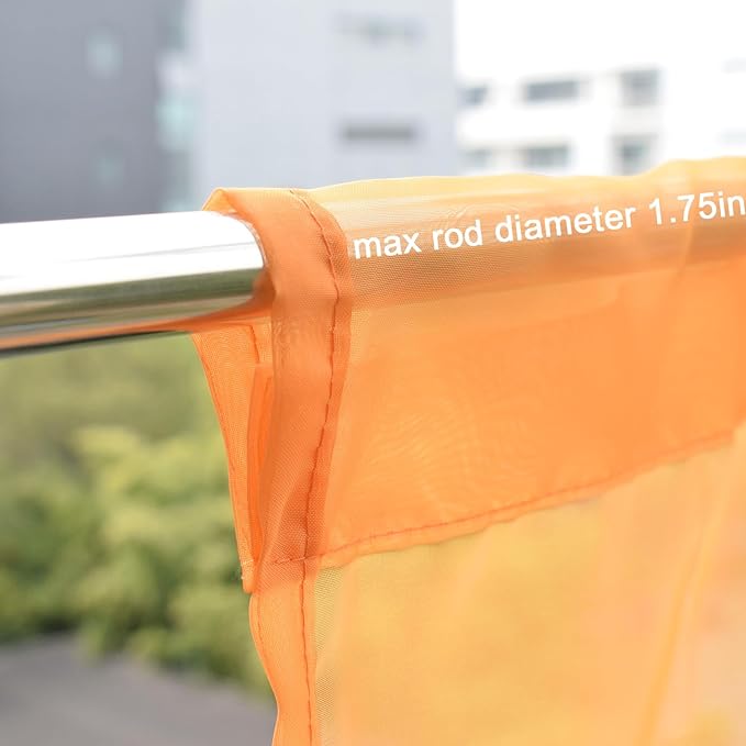Molaxhome Swag Curtain 51 inch Length Rod Pocket Scalloped Curtain Valance Sheer Lace Panels with Hanging Crystal Beads for Kitchen Bedroom Window Treatments Drape Decor 1pc (Orange, 51Wx23L)