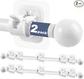 Curtain Rods No Drilling for Windows,5/8 Inch Diameter Drapey Pole with No Drill Curtain Rod Brackets (2PCS White, 48 to 84")