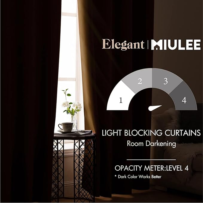 MIULEE Blackout Curtains for Bedroom Living Room Thermal Insulated Room Darkening Grommet Top Solid Light Blocking Drapery Set of 2 Window Panels 52 x 72 Inches Golden Brown