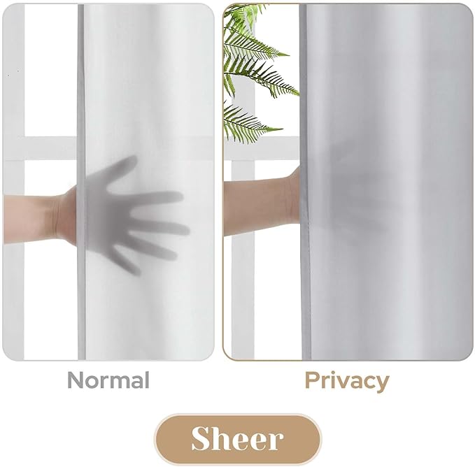 HOMEIDEAS Non-See-Through Light Grey Privacy Sheer Curtains, 52 X 45 Inches Long 2 Panels Sheer Curtains Light Filtering Window Drapes for Bedroom Living Room