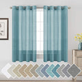 Window Treatments Linen Curtain Panels Open Weave - Natural Linen Blended Sheer Curtains with Nickel Grommet for Living Room, Privacy Assured (Turquoise, 52"W x 63"L, Set of 2)