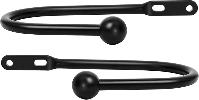 VRSS Wall Mount Curtain Tiebacks Drapery Holdbacks Curtain Holdback Hooks 6" L x 3" W Simple Style (2pcs Black)