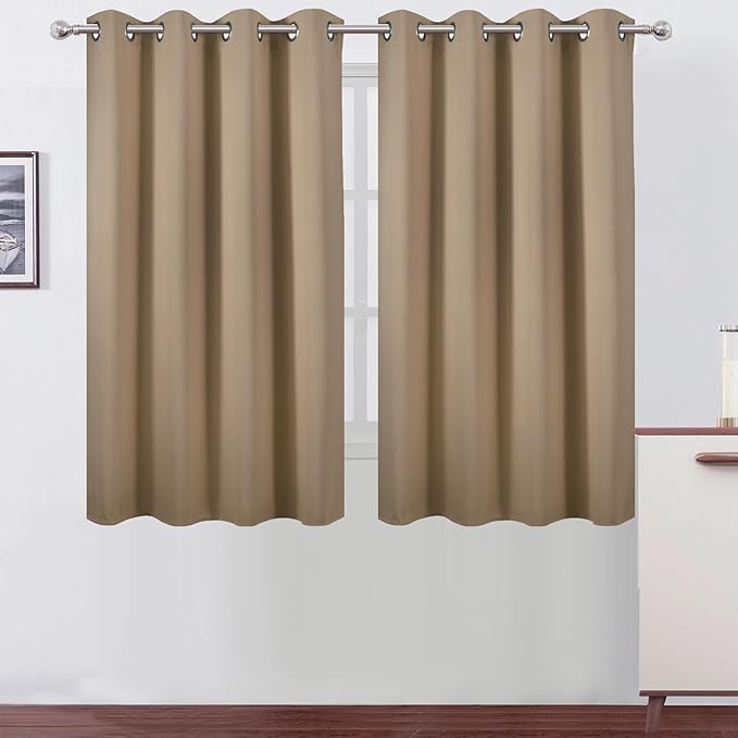 LEMOMO Natural Thermal Blackout Curtains/52 x 54 Inch/Set of 2 Panels Room Darkening Curtains for Bedroom