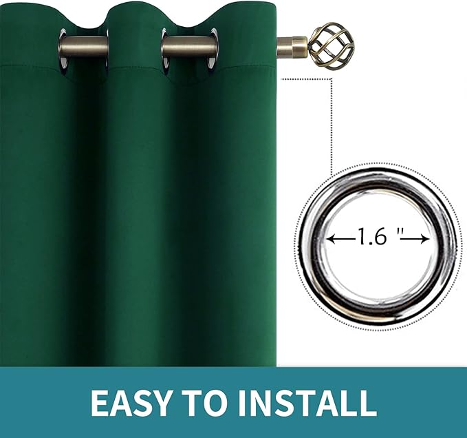 BGment Christmas Blackout Curtains - Grommet Thermal Insulated Room Darkening Bedroom and Living Room Curtains, Set of 2 Decorative Curtain Panels (52 x 84 Inch, Emerald Green)