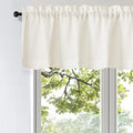 OWENIE Bob Valance Curtains 18 Inch Length 1 Piece, Faux Linen Slub Solid Ivory Kitchen Valance for Bedroom Living Room, Farmhouse Soft Airy Rod Pocket Small Window Curtain, Each 60Wx18L Inch