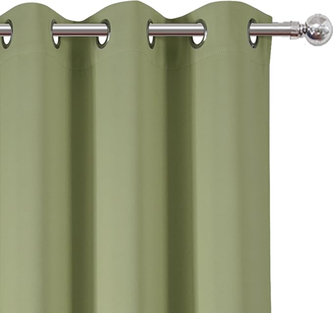 LEMOMO Sage Green Blackout Curtains/38 x 54 Inch/Set of Two Panels Grommet Living Room Curtains
