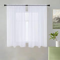 youleyar Solid Sheer Rod Pocket Curtain Voile Draperies 2 Panels White Beige Black Grey Coffee 38 Inch Width 45 Inch Long 1 Pair for Kitchen Bedroom Children Living Room Yard(White,38Wｘ45L)