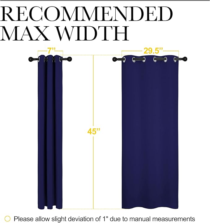 NICETOWN Blackout Draperies Curtains, All Season Thermal Insulated Solid Grommet Top Blackout Curtains/Drapes for Kid's Room (Royal Blue, 1 Pair, 34 x 45 inches)