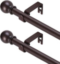GXOACKJ 2 Pack Brown Curtain Rods for windows 28 to 78 inch, 5/8 inch Splicing Heavy Duty Metal Curtain Rod Set with Brackets