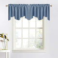 NICETOWN Window Blackout Valances for Kitchen, Elegant Scalloped Curtain Valances Room Darkening Draperies Window Topper for Living Room/Thanksgiving, 52" x 18", Stone Blue, 2 Pieces