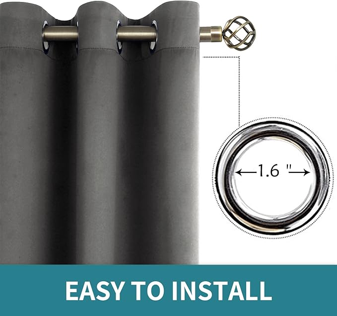 BGment Blackout Curtains - Grommet Thermal Insulated Room Darkening Bedroom and Living Room Curtain, Set of 2 Panels (52 x 54 Inch, Dark Grey)