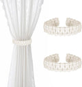 Ptwola 1 Pack Braided Curtain Tiebacks Boho Elegant Rustic Curtain Holdbacks Tie Backs Holders Set Simple Light Weight Drapes Decorative Accessories Handmade for Home Office Bedroom Window (2, White)