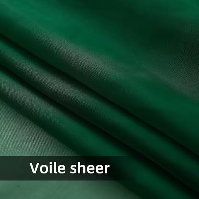 Youleyar Solid Sheer Rod Pocket Curtain Voile Draperies 4 Panels White Beige Black Grey Ivory 52 Inch Width 108 Inch Long 1 Pair for Kitchen Bedroom Children Living Room Yard(Foliage Green,52 Wｘ108 L)