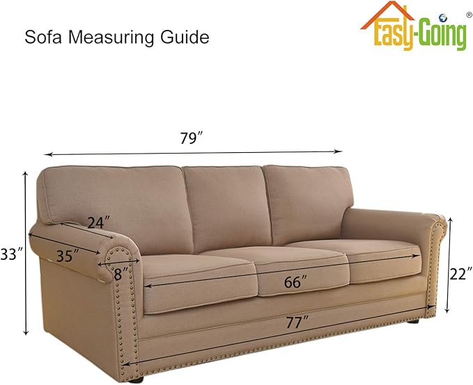 Easy-Going Stretch Sofa Slipcover 1-Piece Sofa Cover Furniture Protector Couch Soft with Elastic Bottom for Kids, Polyester Spandex Jacquard Fabric Small Checks (Sofa, Dark Blue)