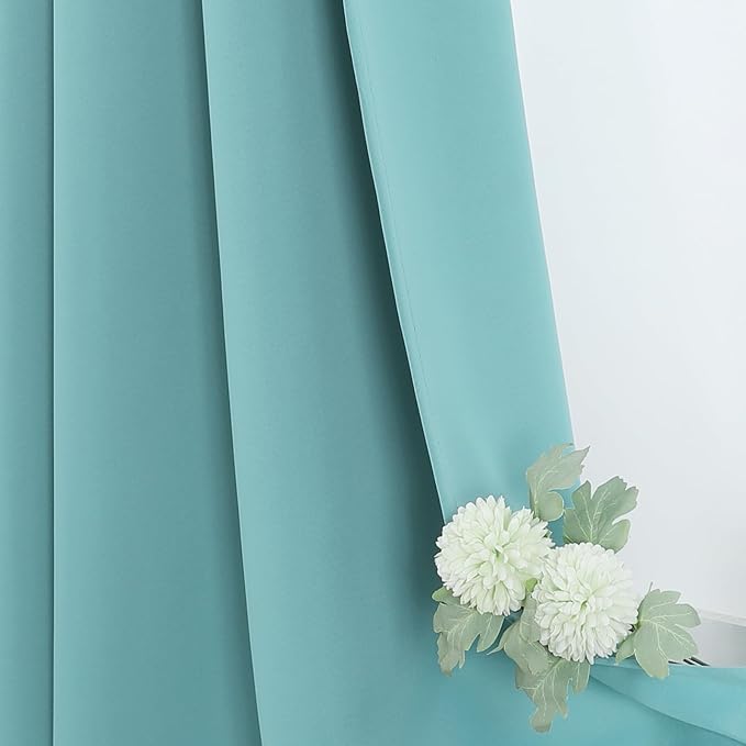 ChrisDowa Blackout Curtains 84 inches Long for Bedroom - 2 Panels Set Grommet Thermal Insulated Room Darkening Curtains for Living Room (Aqua, 42 x 84 Inch)