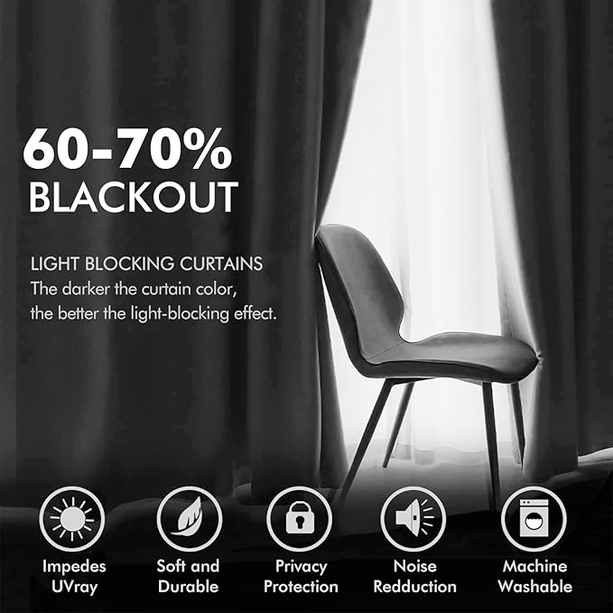 MIULEE 2 Pieces Greyish White Velvet Curtains Exquisite & Elegant Grommet Thermal Soundproof Room Darkening Light Blocking Curtains/Drapes for Living Room Bedroom 52 x 63 Inch