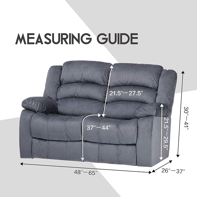 ULTICOR Reclining Love Seat Slipcover, 48" - 65" L, 6-Piece Velvet Stretch Loveseat Reclining Sofa Covers, 2 seat Love seat Recliner Cover, Thick, Soft, Washable (Black)