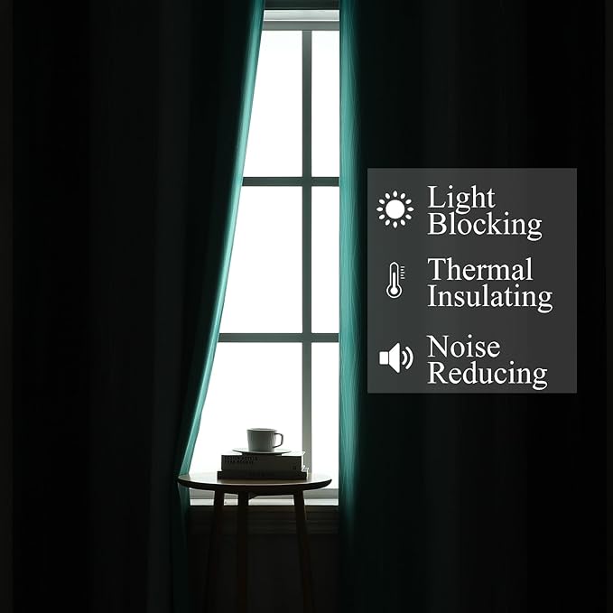 Estelar Textiler Navy Blue and Teal Blackout Curtains 45 Inch Length, Full Light Blocking Gradient Drapes for Kitchen, Thermal Insulated Grommet Ombre Curtains for Bathroom,52Wx45L,2 Panels