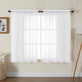 Gwine White Sheer Kitchen Curtains 36 Inch Length, Light Filtering Voile Soft Airy Small Cafe Curtains, Short Window Curtain for Bathroom Basement, 42x36 inch, 2PCS