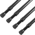 KXLife 4 Pcs Spring Tension Curtain Rod Adjustable 28 to 40 Inches, 5/8" Diameter, Black, Expandable Spring Loaded Tension Rods For Window No Drilling