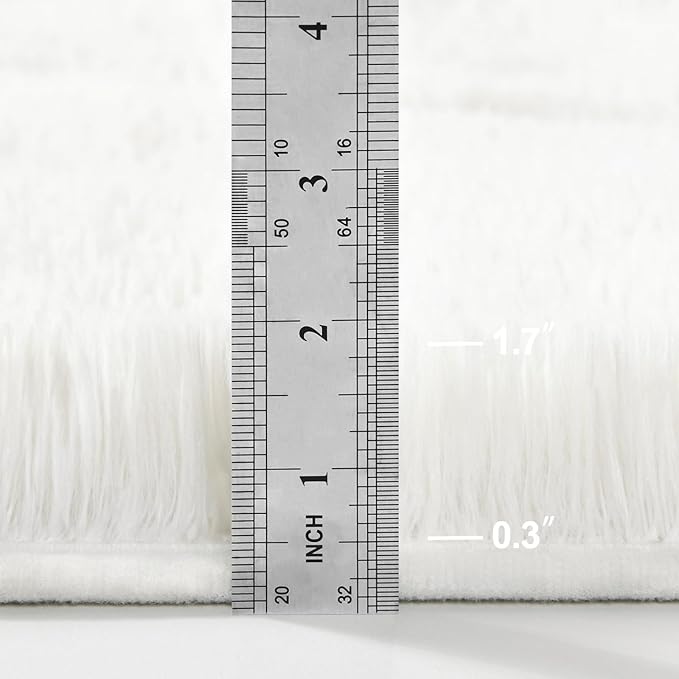 Deerhoo Large Shag Area Rugs 6 x 9, Plush Fuzzy Rugs for Living Room, Ultra Soft Fluffy Furry Rug for Bedroom, Indoor Carpet Nursery Rugs for Kids Room Home Decor, White