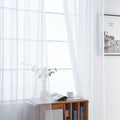 SpaceDresser Basic Rod Pocket Sheer Voile Window Curtain Panels White 1 Pair 2 Panels 42 Width 54 Inch Long for Kitchen Bedroom Children Living Room Yard(White,42 W x 54 L)