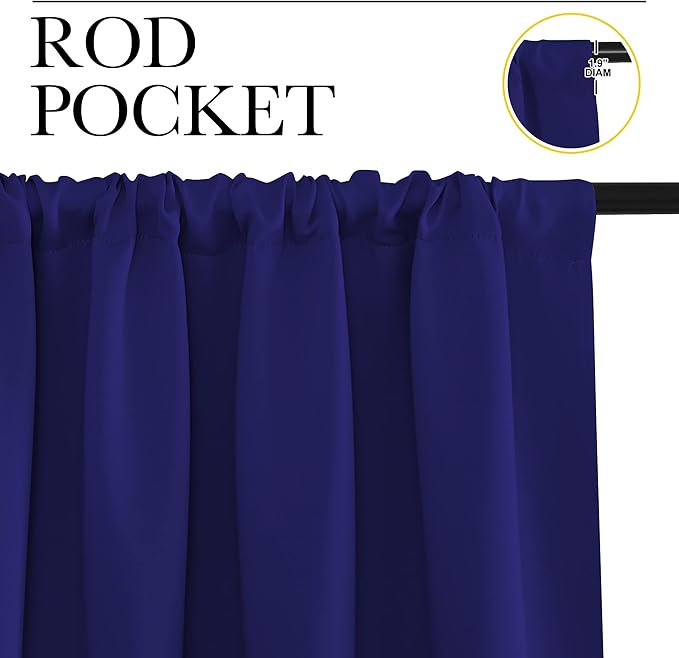 NICETOWN Blackout Curtains for Living Curtains, Navy Blue, 2 Panels, 42 by 72, Room Darkening Window Curtain Panels, Easy-Care Solid Thermal Insulated Draperies/Drapes for Daughter Room