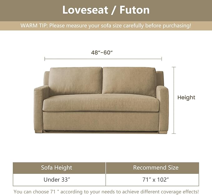 MYSKY HOME Couch Covers for 2 Cushion Couch Sectional Sofa, L Shape Sofa Protector Deep Chocolate Chenille Couch Cover, Sofa Covers Washable Blanket with Tassel Pet Couch Cushion Cover, 71"X102"