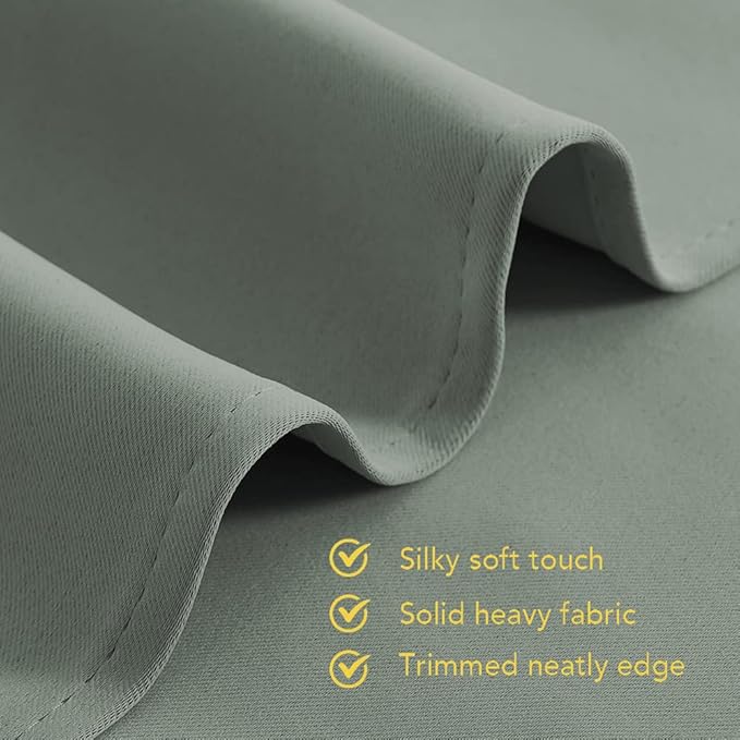 NICETOWN Bedroom Curtain Panels Blackout Draperies, 1 Pair, 34 by 60 inches, Greyish Green, Thermal Insulated Solid Grommet Blackout Curtains/Drapes