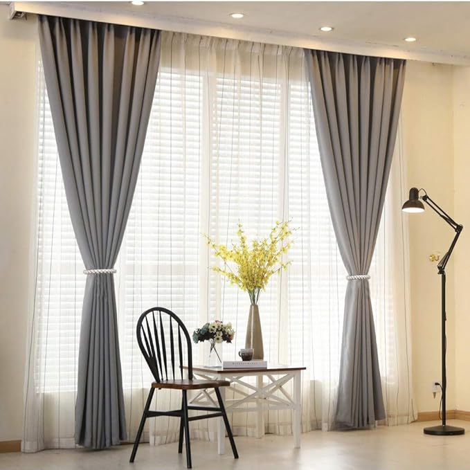 Curtain Tiebacks Ropes, 4pcs Decorative Handmade Tie Backs Curtain Holdbacks Holders Cord for Window Sheer Drapes Indoor Outdoor, Grey